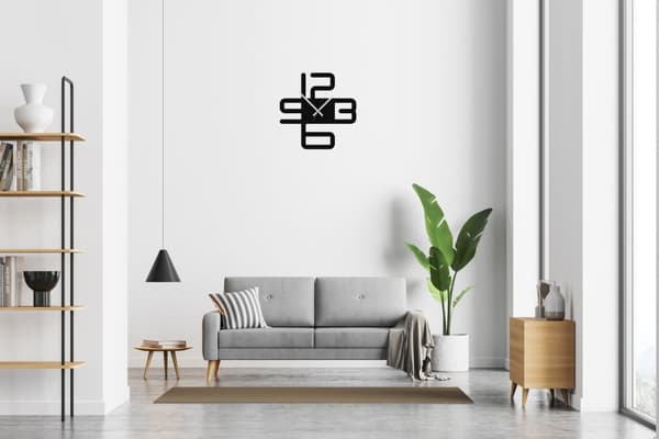 Moderne vægur AD210 - Minimalistisk sort strukturel