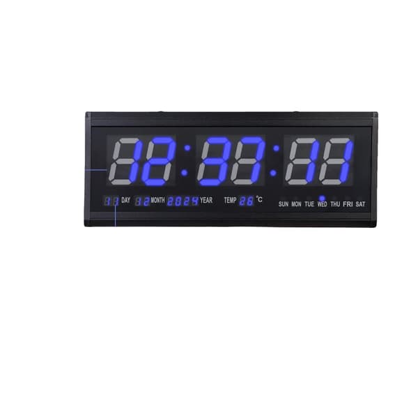 LED Digital Väckarklocka, Datum- och Temperaturvisning, Stora Blå Siffror,Blå
