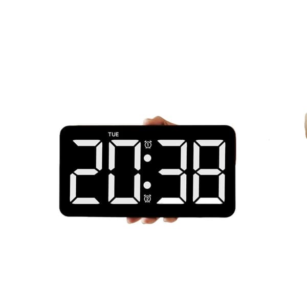 LED Digital Väckarklocka, Multifunktionell Display, Fyra Nivåer av Ljusstyrka, Fjärrkontroll,VIT
