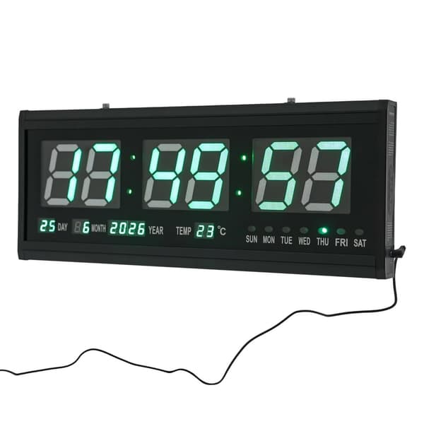 Digital LED Väckarklocka, Mångsidig Display, Mjuk Nattglöd,grön, 8 tum