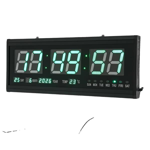 Digital LED Väckarklocka, Mångsidig Display, Mjuk Nattglöd,grön, 8 tum