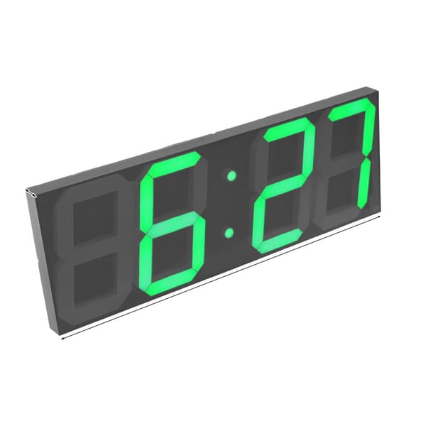Digital vægurs, moderne LED-display, USB-strømforsyning,grøn