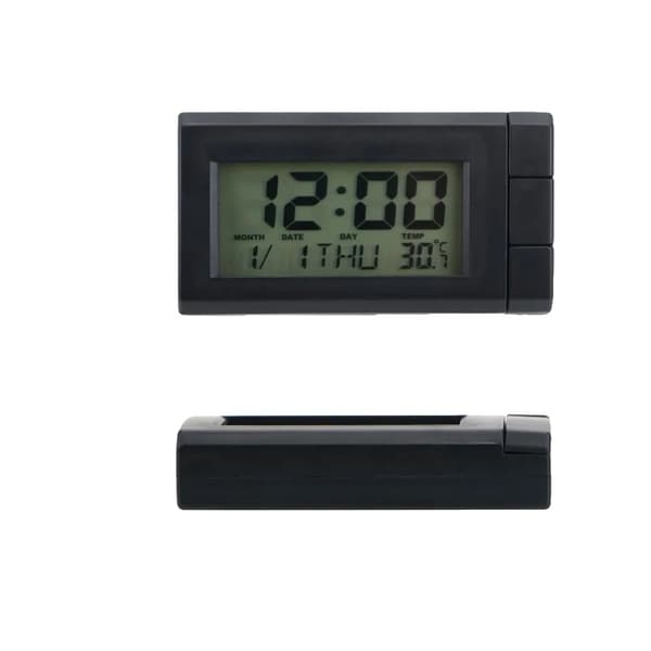 Digital klocka, termometer, justerbar vinkel,svart