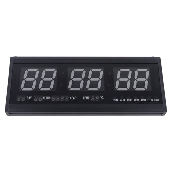 Överdimensionerad Digital LED Väggklocka, Automatisk Dämpning, Tyst Drift, Inomhusbruk,svart, 48 cm