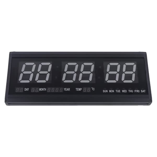 Överdimensionerad Digital LED Väggklocka, Automatisk Dämpning, Tyst Drift, Inomhusbruk,svart, 48 cm