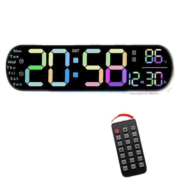 Digital vægurs, LED-display, dual alarm, USB-drevet,A-Multifarvet