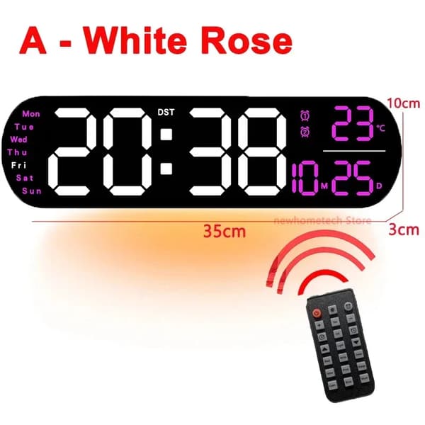 Digital väggklocka, LED-display, dubbel väckarklocka, USB-driven,A-Vit Ros