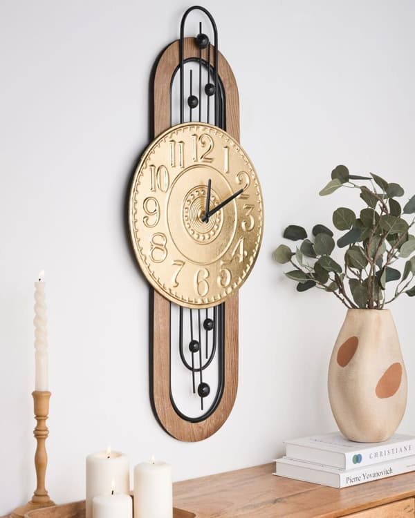 NOBELIUM Väggklocka 36 cm Metall Guld Lumarko!