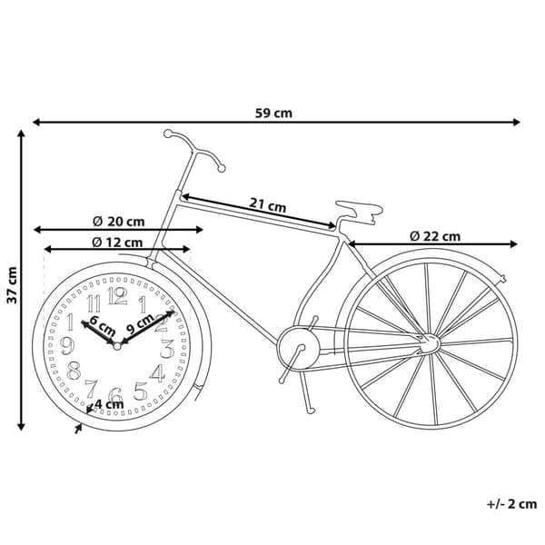 LILLO Skrivbordsklocka 59 cm Metall Svart Lumarko!