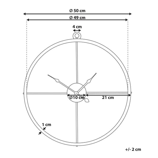ZUCHWIL väggklocka 50 cm Metall Guld Lumarko!