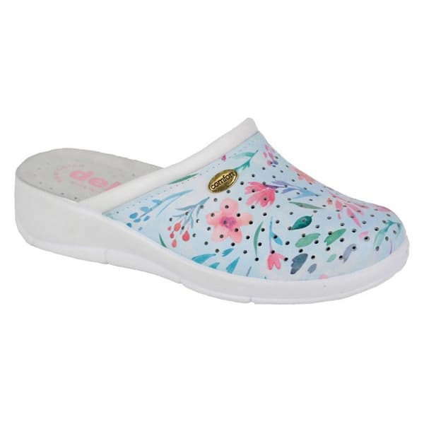 Dek Womens/Ladies Floral Leather Clogs Baby Blue 3 UK