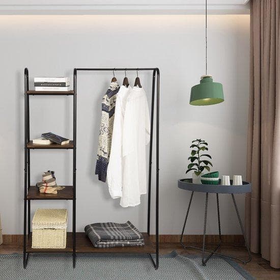 Manzibo industriell kappa rack sko rack kläd rack förvaring rack skor skåp för skor brun/svart