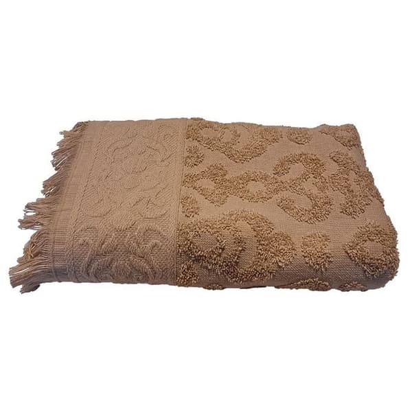 Jacquardhandduk med fransar 30 x 50 cm - Beige