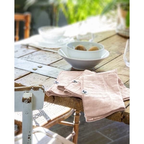 Set med 3 "Gaïa" servetter 40 x 40 cm "Cotton Gauze" - Gaïa Marshmallow
