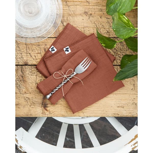 Set med 3 "Gaïa" servetter 40 x 40 cm "Cotton Gauze" - Gaïa Terracotta