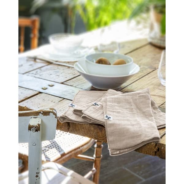 Set med 3 "Gaïa" servetter 40 x 40 cm "Cotton Gauze" - Gaïa Pampa