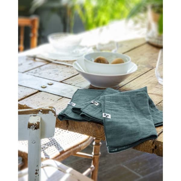 Set med 3 "Gaïa" servetter 40 x 40 cm "Cotton Gauze" - Gaïa Canard