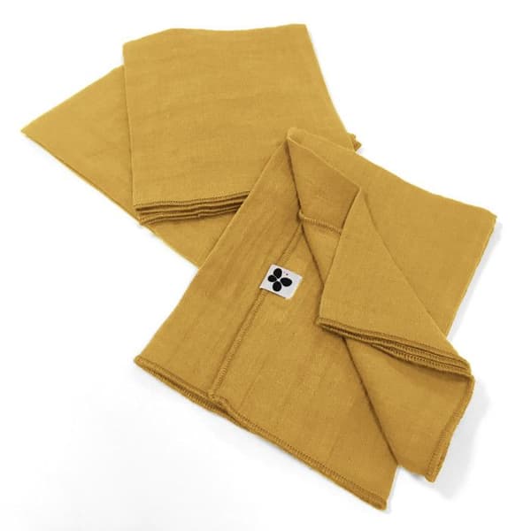 Set med 3 "Gaïa" servetter 40 x 40 cm "Cotton Gauze" - Gaïa Saffron