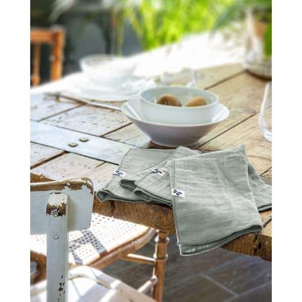Set med 3 "Gaïa" servetter 40 x 40 cm "Cotton Gauze" - Gaïa Eucalyptus