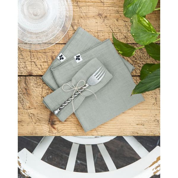 Set med 3 "Gaïa" servetter 40 x 40 cm "Cotton Gauze" - Gaïa Eucalyptus