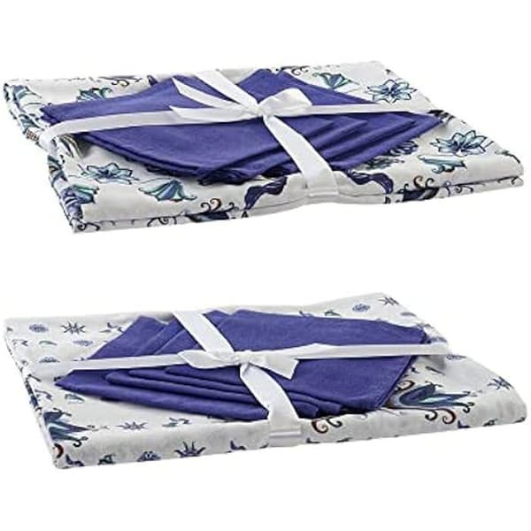 Bordstabletter - DKD HOME DECOR - Paket med 2 - Vit Bomull - 150 x 150 cm - Tvättbar