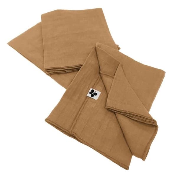 Set med 3 bomullsgaze handdukar 40 x 40 cm GAIA färg Camel