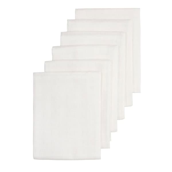 Meyco Baby Uni hygienhanddukar - 6-pack - vit - 70x70cm