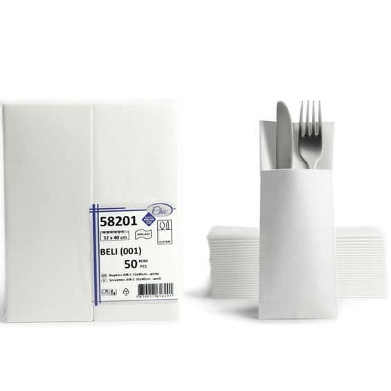Bordsservetter - CHIC® - Airlaid - Vit - 32 x 40 cm - Bestickpåse