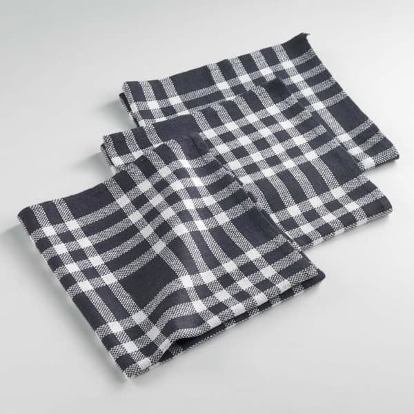 Servetter - DEKOR RAD - 45 x 45 cm - Vävt bomull - Svart - Förpackning med 3