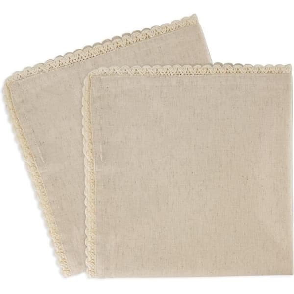 Servetter - SweetNeedle - Paket med 12 - Bomull Lin - 50x50 cm - Häkla Spets
