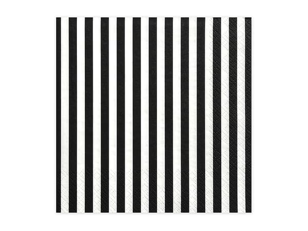 Randiga servetter, svarta, 33 x 33 cm (1 förpackning / 20 st.)