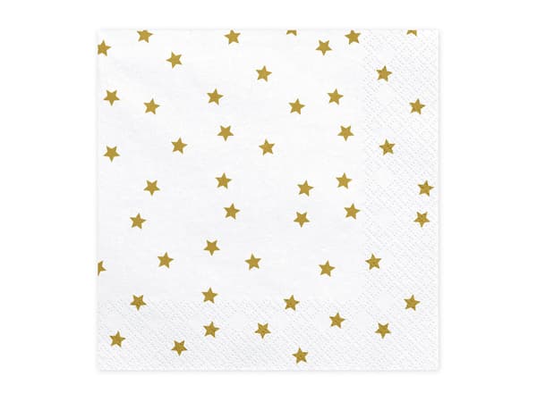Stjerneservietter, guld, 33x33 cm (1 pakke / 20 stk.)