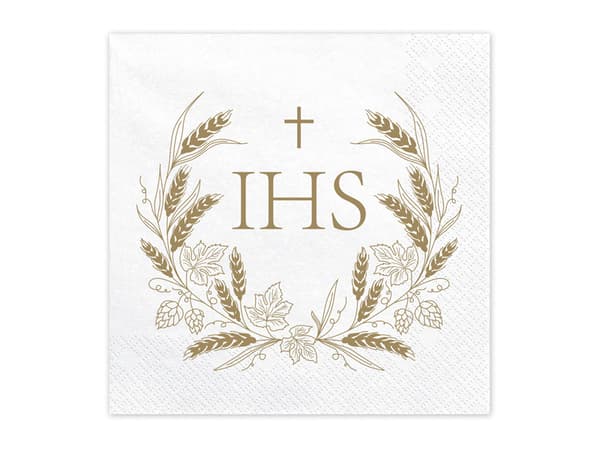 IHS servietter, 33x33 cm, guld (1 pakke / 12 stk.)