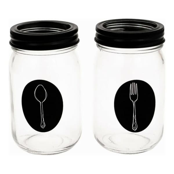Besticks-sortering Vivalto Svart Transparent Metall Glas 9 x 9 x 17 cm