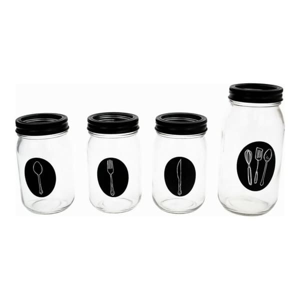Besticks-sortering Vivalto Svart Transparent Metall Glas 9 x 9 x 17 cm