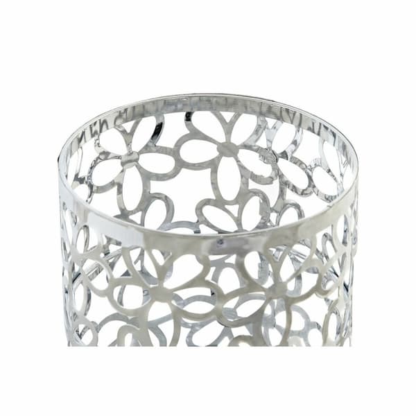 Bestickkorg DKD Home Decor Silvrig Metall Marguerite 12 x 12 x 15 cm