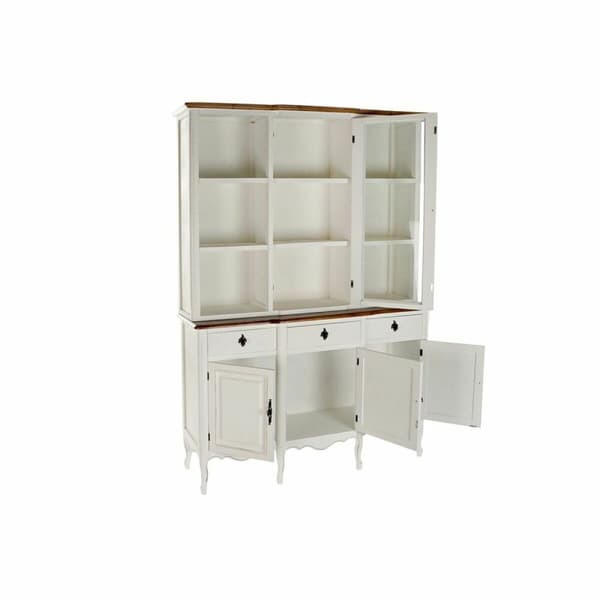 Visningsställ DKD Home Decor Vit Brun Glas Paulowniaträ (138 x 45 x 199 cm)