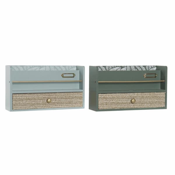 Flerfunktionell förvaring DKD Home Decor LD-181379 Grön polypropen Trä MDF 30 x 9 x 17 cm (2 antal)