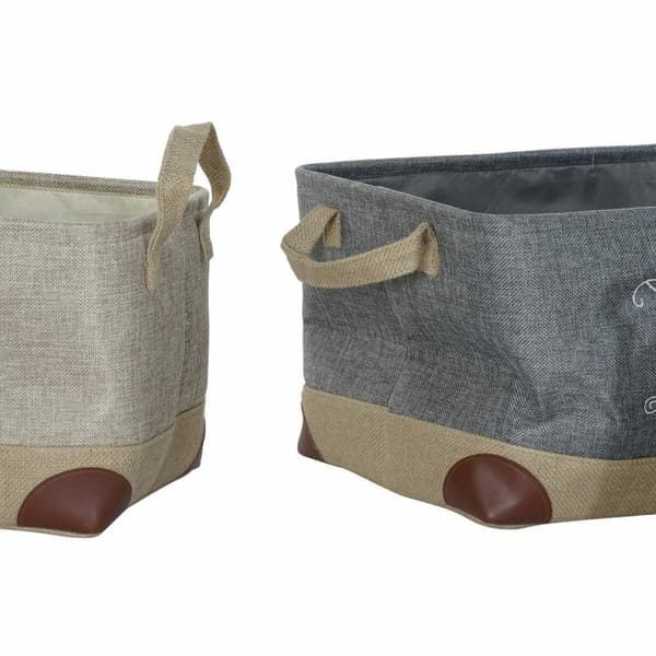 Multifunktionell korg DKD Home Decor Beige Grå Ljusbrun 40 x 30 x 24 cm Trä 3 Delar (3 antal)