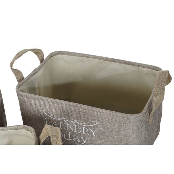 Multifunktionell korg DKD Home Decor Beige Grå Ljusbrun 40 x 30 x 24 cm Trä 3 Delar (3 antal)