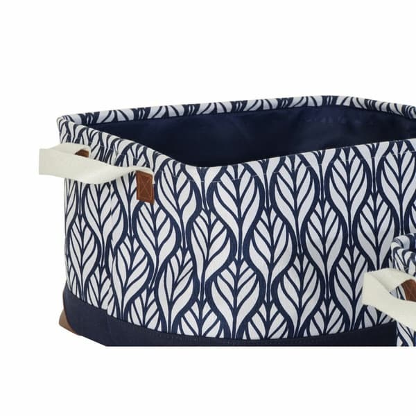 Multifunktionell korg DKD Home Decor Vit Brun Grå Marinblå Löv av en växt Boho 40 x 30 x 24 cm Plast 3 Delar (2 antal)