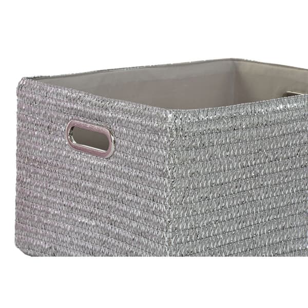 Multifunktionell korg DKD Home Decor Rosa Silvrig polypropen 44 x 36 x 50 cm 4 Kg 5 Delar