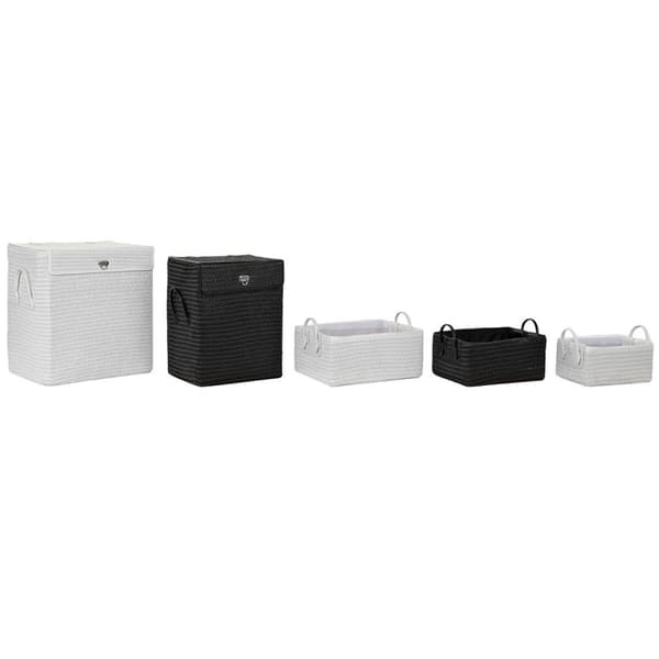 Multifunktionell korg DKD Home Decor Vit Svart polypropen 45 x 34 x 49 cm 4 Kg