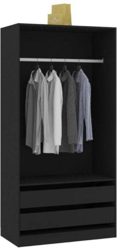 Garderob - Garderob Modern - Klädstativ med förvaring - Garderob med stång - klädstativ Wood - Svart
