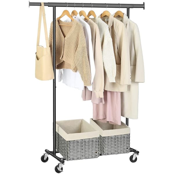 Pyörillä oleva vaateteline - 92-132x45,4x160cm - 90 kg asti - musta