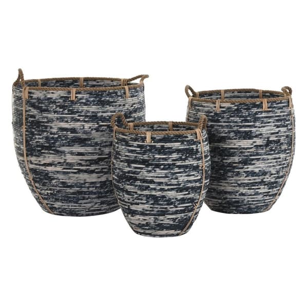 Korg - set DKD Home Decor Vit Svart 56 x 56 x 60 cm 52 x 52 x 60 cm Plast (3 Delar)