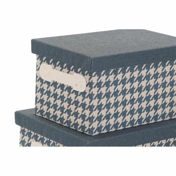 Set med stapelbara förvaringslådor DKD Home Decor Grå Blå Gul 40 x 30 x 20 cm