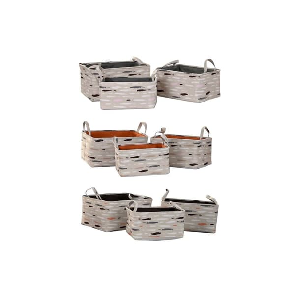 Korg - set DKD Home Decor Brun Grå Orange 40 x 30 x 20 cm (3 antal)