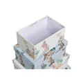 Miniatyrbild 3 av 3: Set med stapelbara förvaringslådor DKD Home Decor Blå Vit Virágok Papp (43,5 x 33,5 x 15,5 cm)