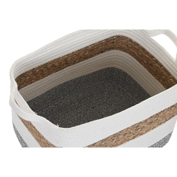 Korg - set DKD Home Decor Vit Naturliga fibrer 36 x 27 x 27 cm 3 Delar